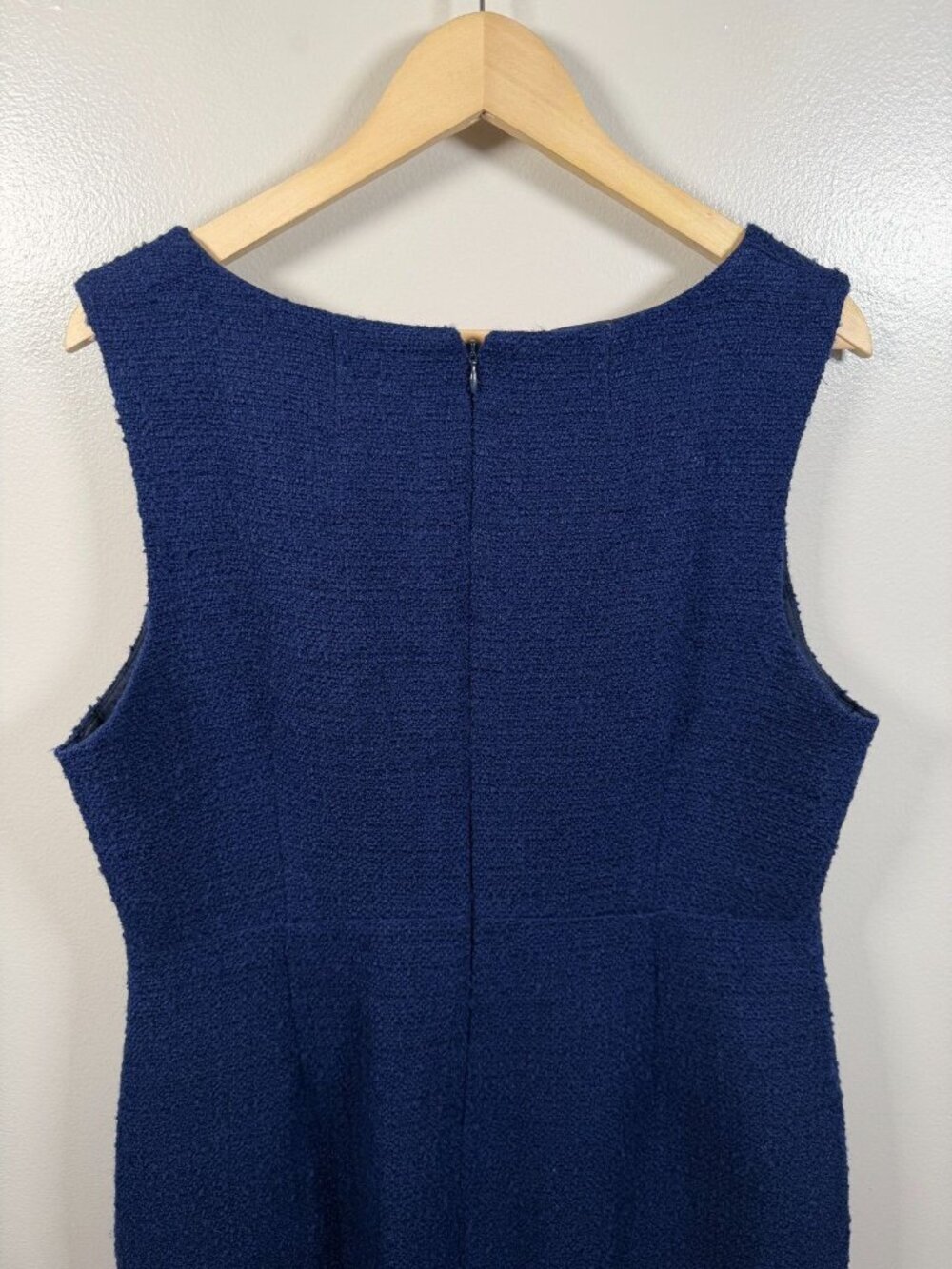 J. Crew Sophia Tweed Midi Dress Size 16 Navy Blue Preppy Career Work Office - Picture 7 of 10